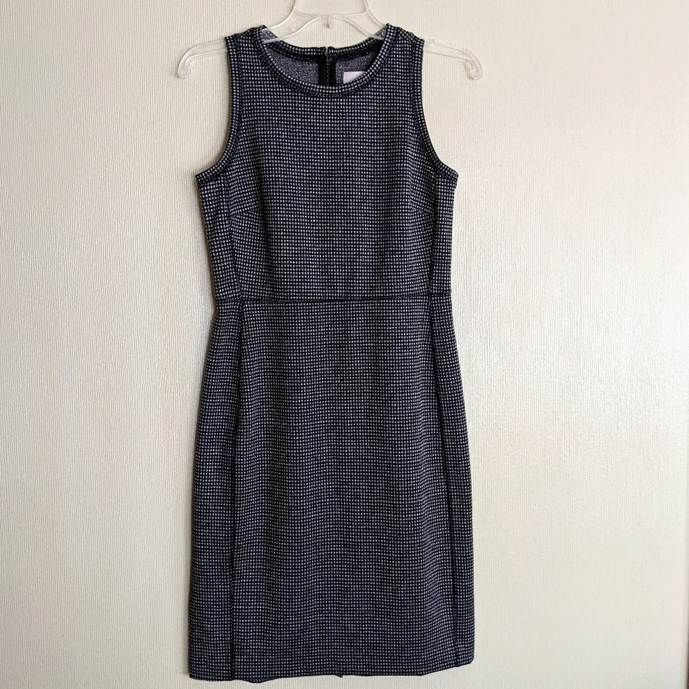 Loft Sheath Dress Black Ponte Knit Patterned Sleeveless - Picture 3 of 17